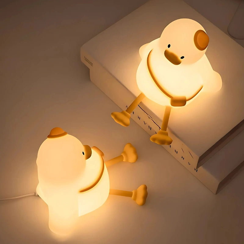 Cute Animal Night Light Silicone LED Bedside Lamp with Touch Control and Sleep Timer