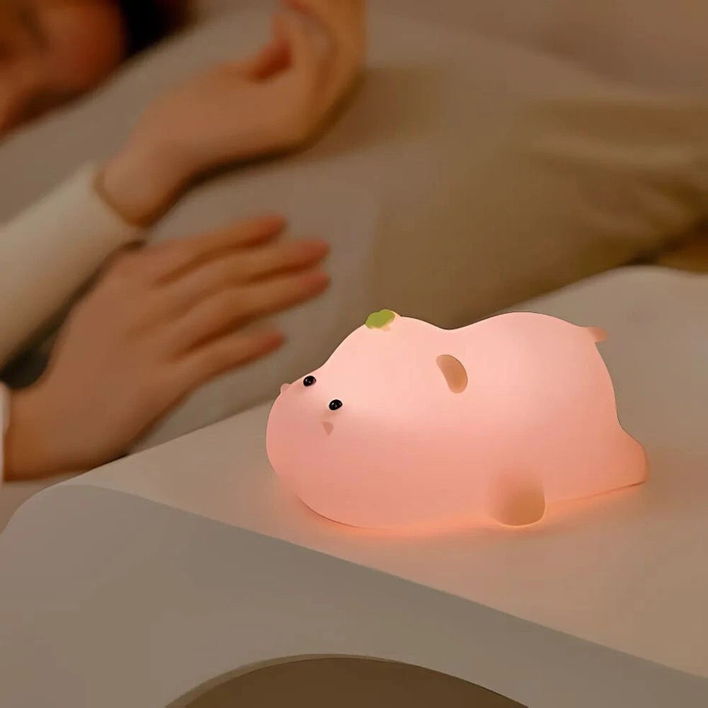 Cute Animal Night Light Silicone LED Bedside Lamp with Touch Control and Sleep Timer