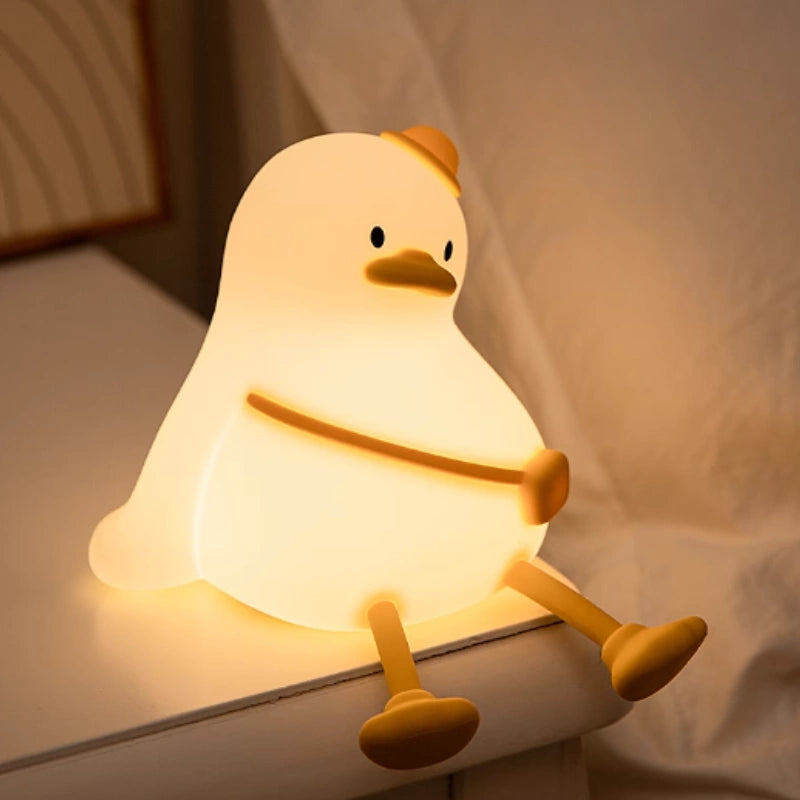 Cute Animal Night Light Silicone LED Bedside Lamp with Touch Control and Sleep Timer