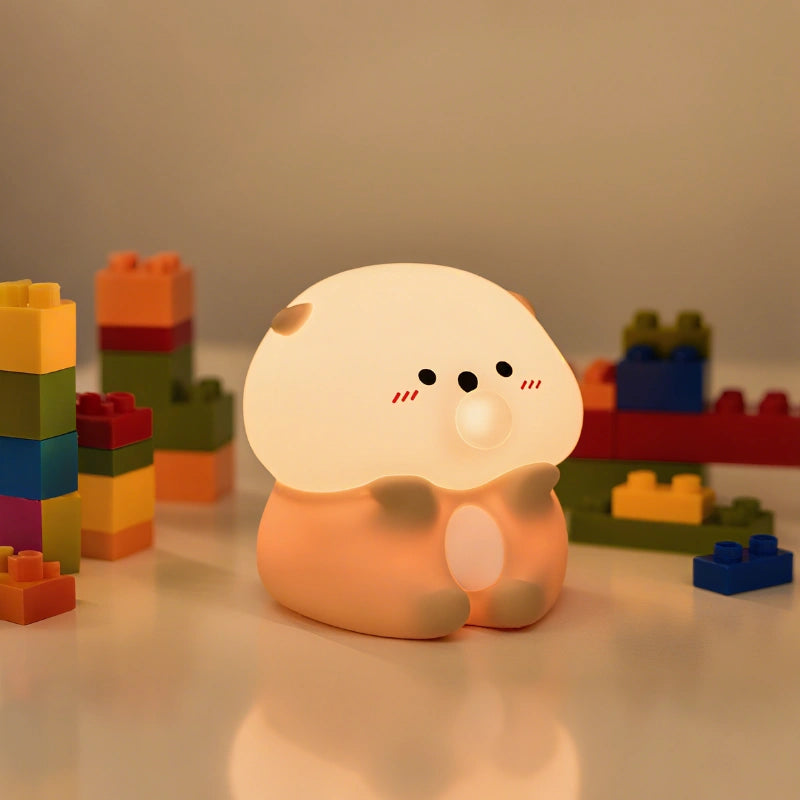 Cute Animal Night Light Silicone LED Bedside Lamp with Touch Control and Sleep Timer