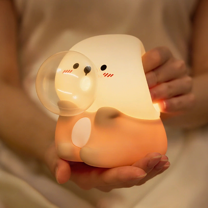 Cute Animal Night Light Silicone LED Bedside Lamp with Touch Control and Sleep Timer