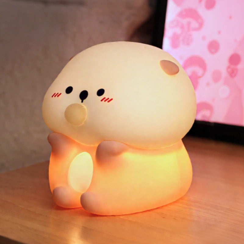 Cute Animal Night Light Silicone LED Bedside Lamp with Touch Control and Sleep Timer