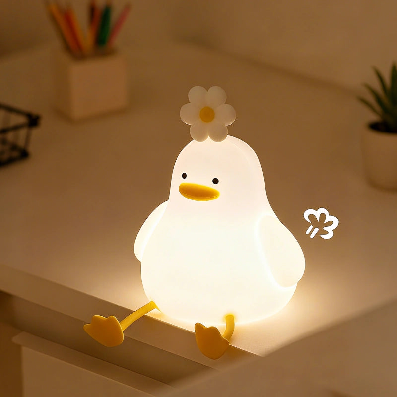 Cute Animal Night Light Silicone LED Bedside Lamp with Touch Control and Sleep Timer