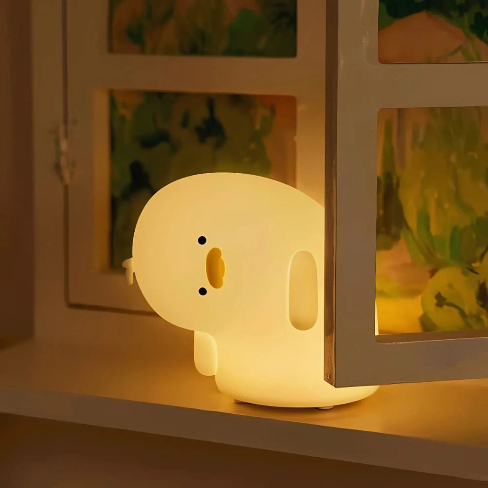 Cute Animal Night Light Silicone LED Bedside Lamp with Touch Control and Sleep Timer