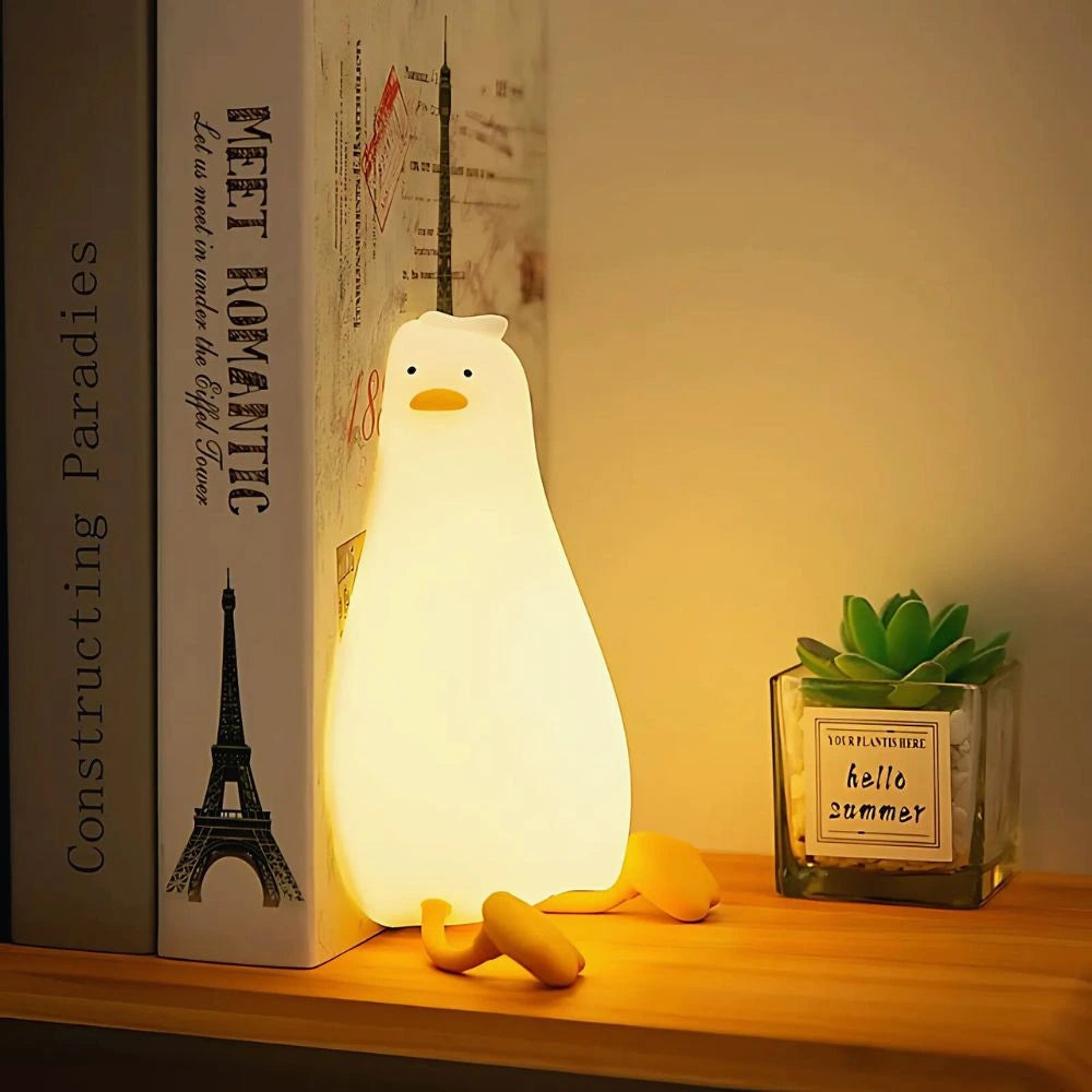 Cute Animal Night Light Silicone LED Bedside Lamp with Touch Control and Sleep Timer
