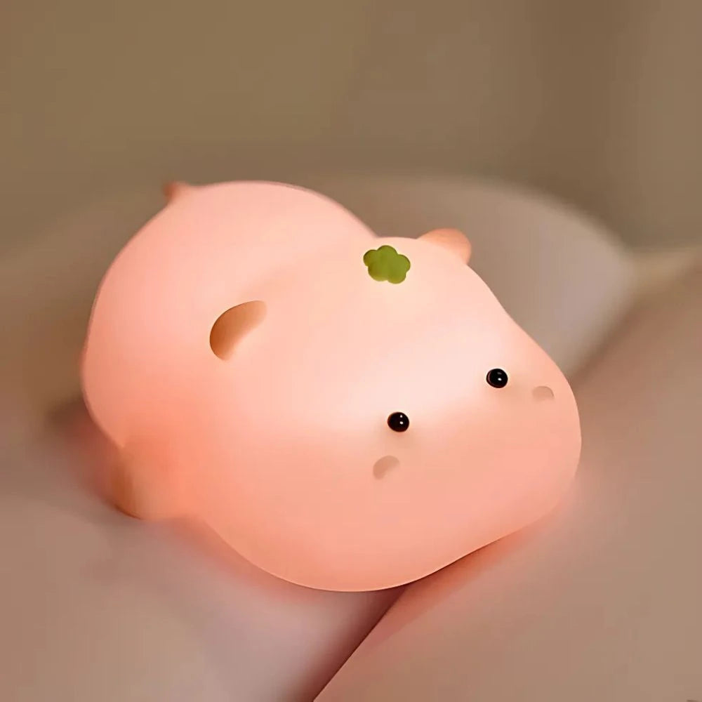 Cute Animal Night Light Silicone LED Bedside Lamp with Touch Control and Sleep Timer