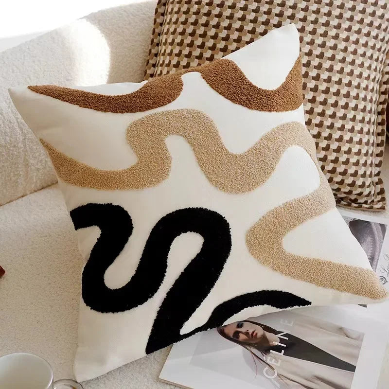 Decorative Cushion Cover with Tufted and Textured Boho Patterns
