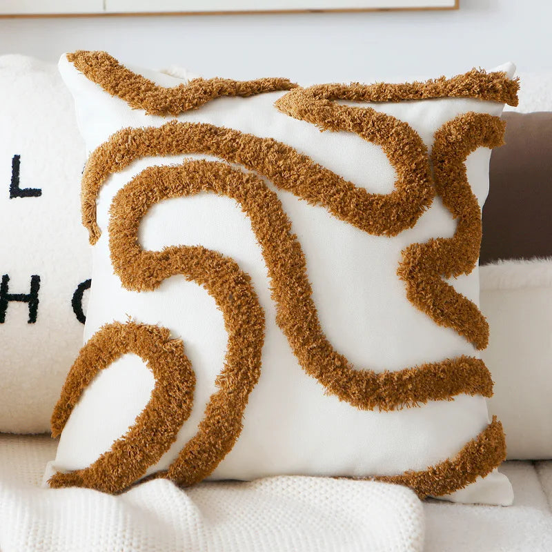 Decorative Cushion Cover with Tufted and Textured Boho Patterns