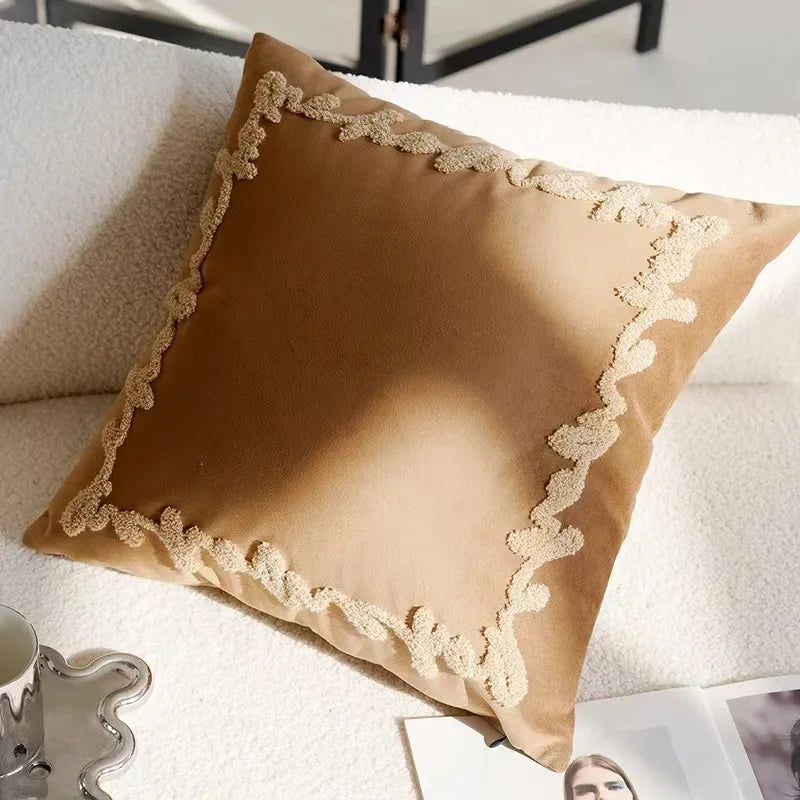 Decorative Cushion Cover with Tufted and Textured Boho Patterns