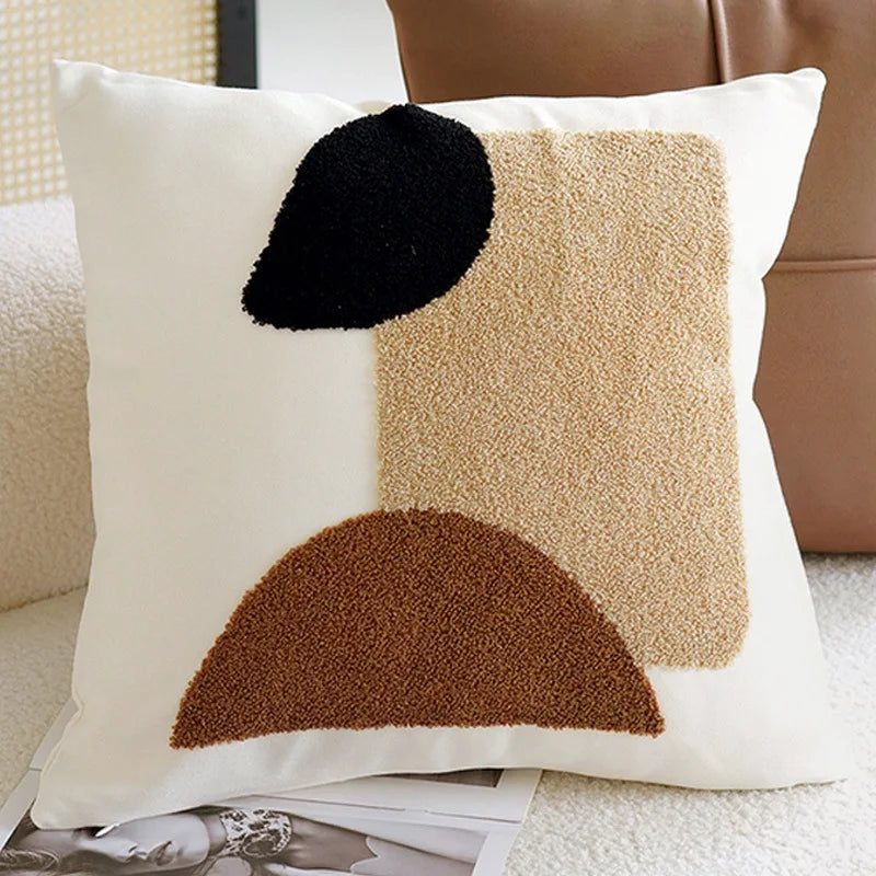 Decorative Cushion Cover with Tufted and Textured Boho Patterns