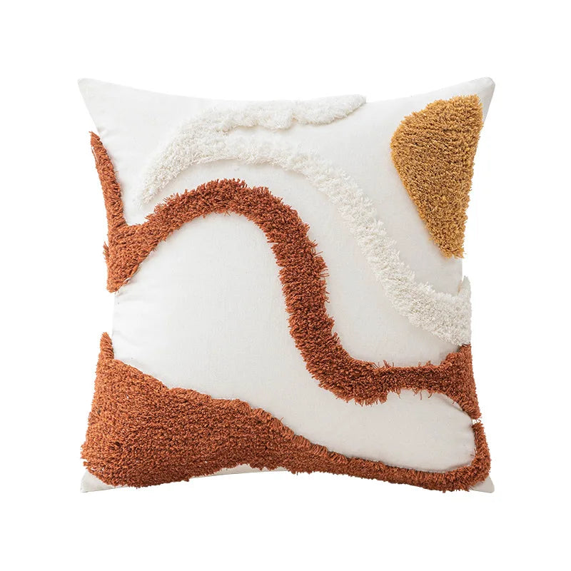 Decorative Cushion Cover with Tufted and Textured Boho Patterns