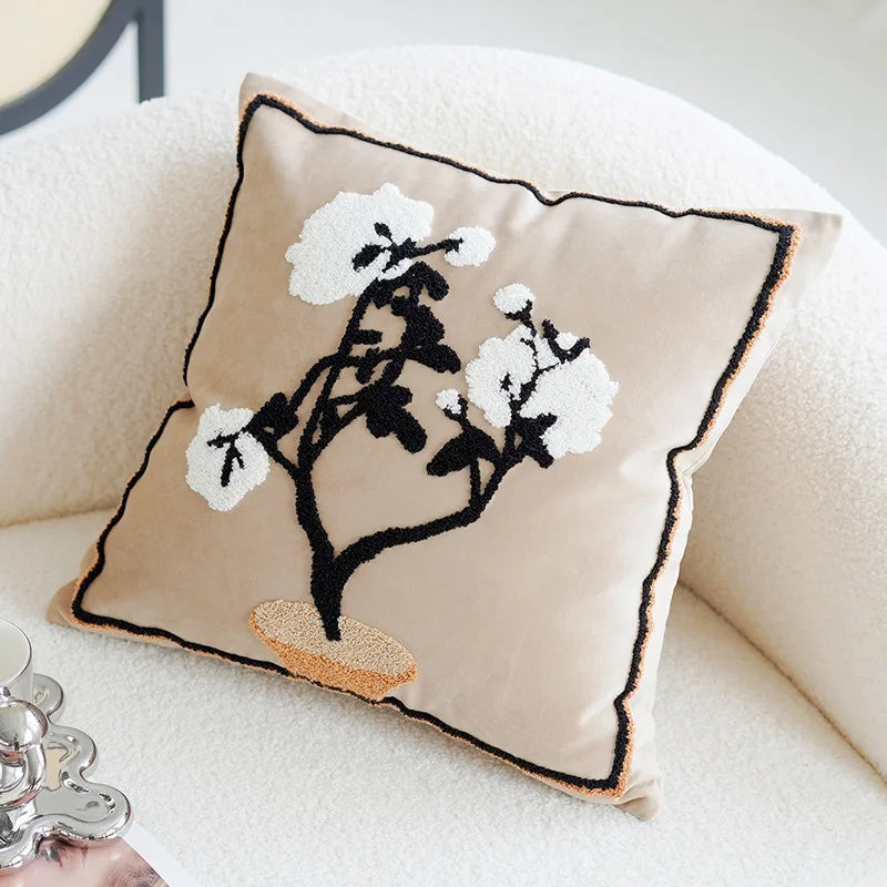 Decorative Cushion Cover with Tufted and Textured Boho Patterns