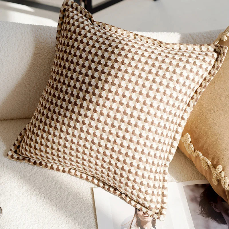Decorative Cushion Cover with Tufted and Textured Boho Patterns
