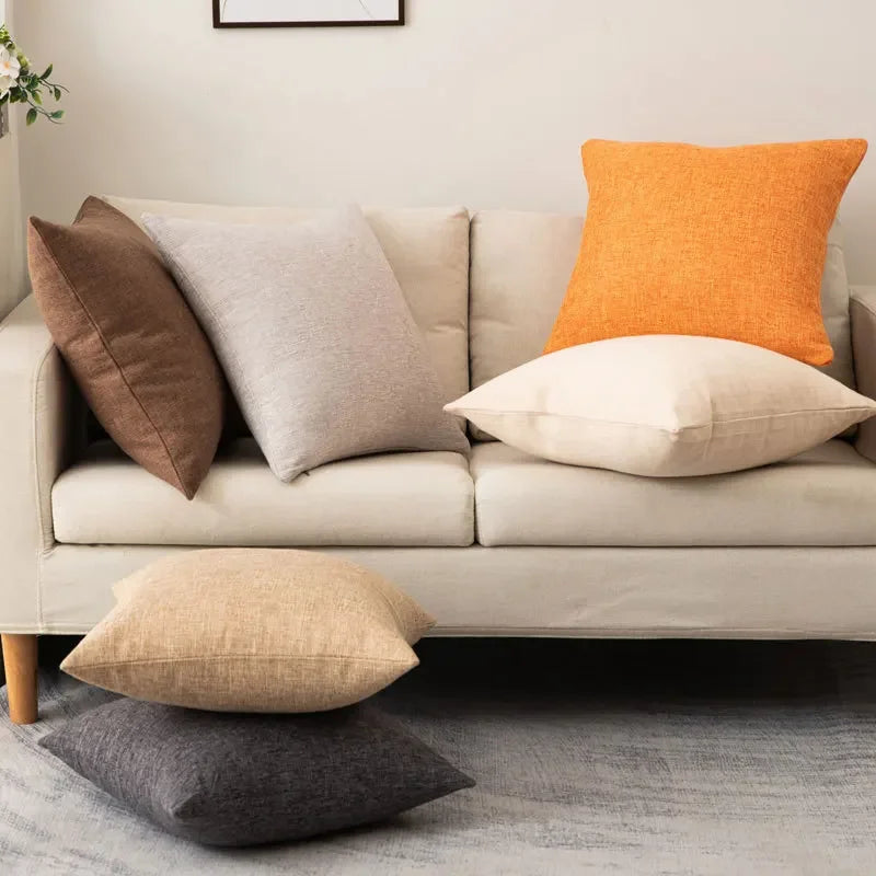 Decorative Throw Pillow with Insert, Solid Plain Design, Square