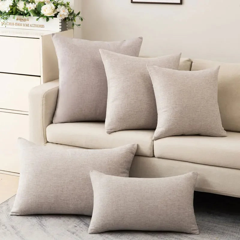 Decorative Throw Pillow with Insert, Solid Plain Design, Square