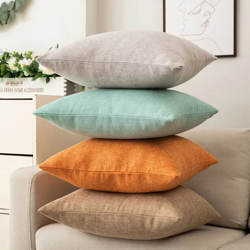 Decorative Throw Pillow with Insert, Solid Plain Design, Square
