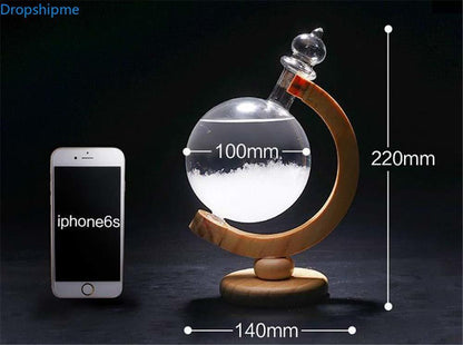 Desktop Storm Glass Weather Forecasting Barometer with Globe Bottle and Stand
