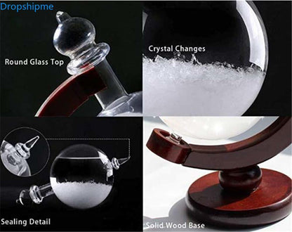 Desktop Storm Glass Weather Forecasting Barometer with Globe Bottle and Stand