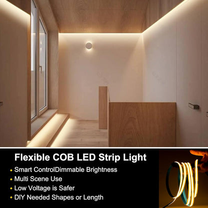 Dimmable COB LED Strip Light with App and Remote Control