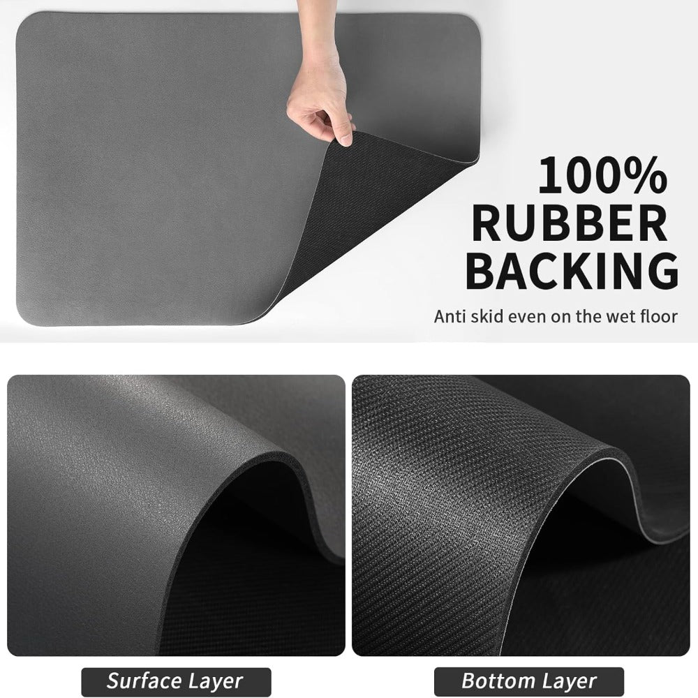Dish Drying Mat Super Absorbent with Non-Slip Rubber Backing and Rollable Design