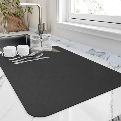 Dish Drying Mat with Anti-Slip Rubber Backing and Quick-Dry Surface