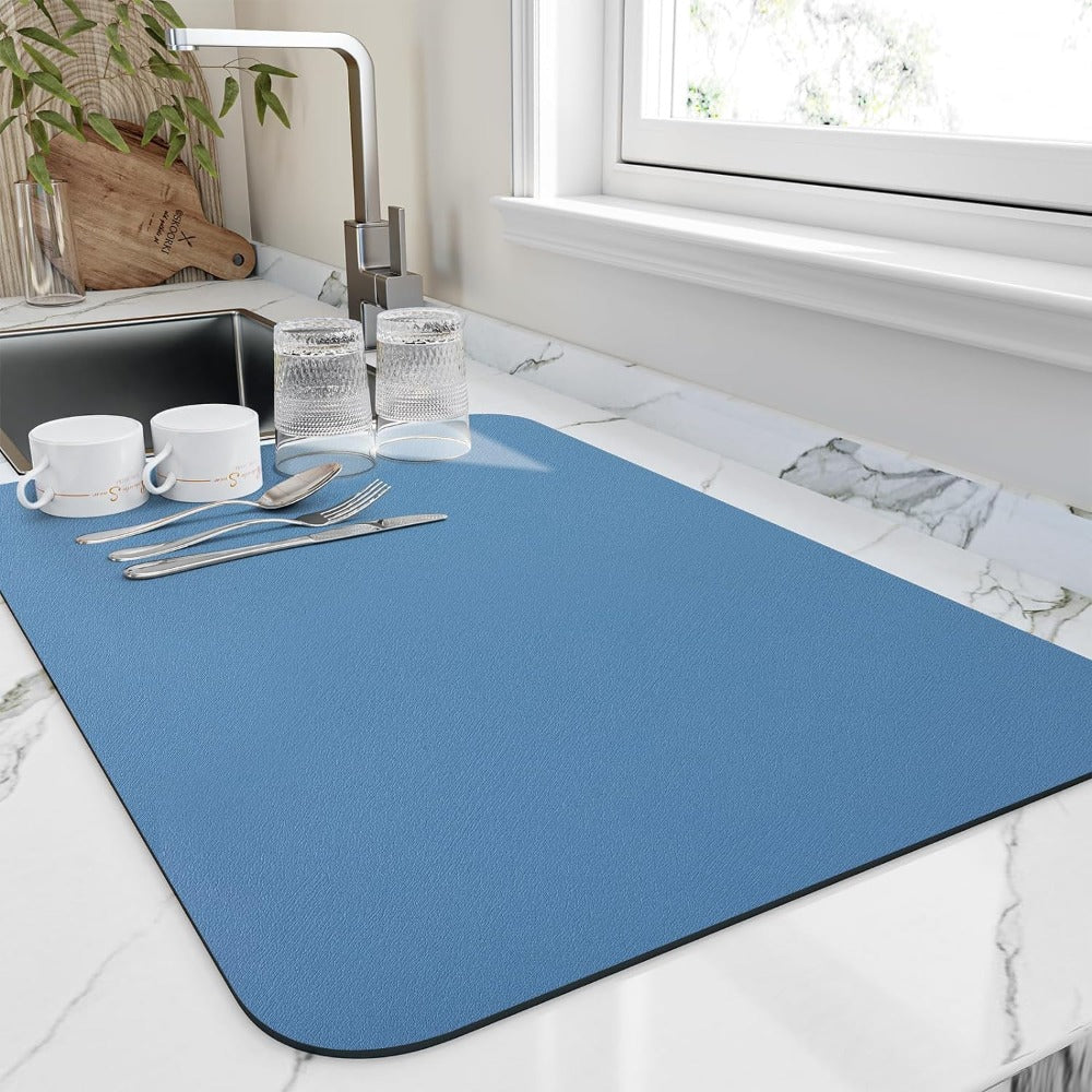 Dish Drying Mat with Anti-Slip Rubber Backing and Quick-Dry Surface