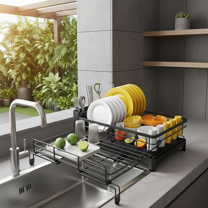 Dish Drying Rack with Integrated Drip Tray