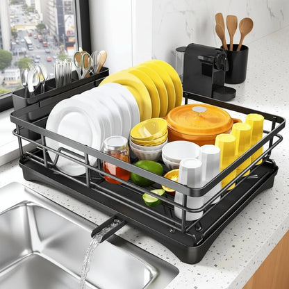 Dish Drying Rack with Integrated Drip Tray