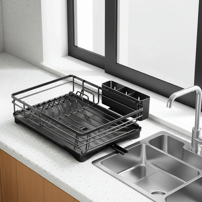 Dish Drying Rack with Integrated Drip Tray