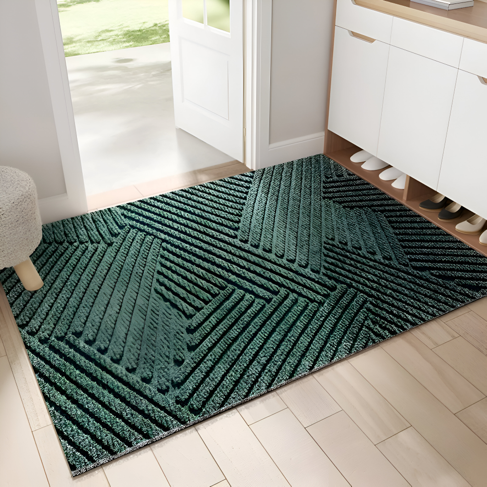 Doormat with Anti-Slip Bottom and 3D Geometric Pattern for Entryway