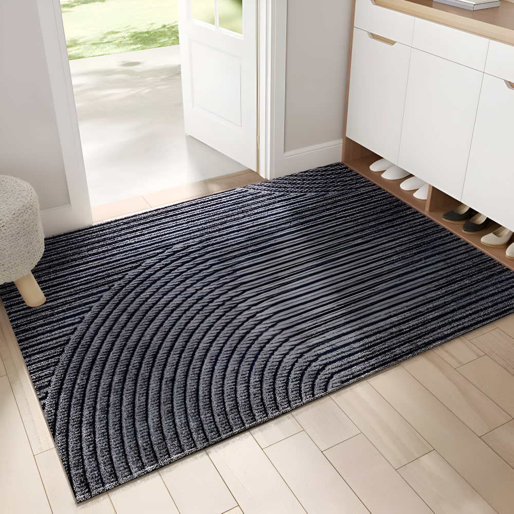Doormat with Anti-Slip Bottom and 3D Geometric Pattern for Entryway