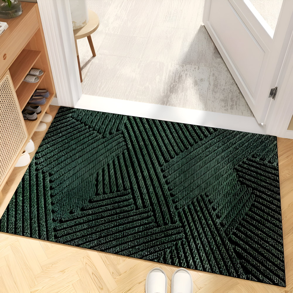 Doormat with Anti-Slip Bottom and 3D Geometric Pattern for Entryway