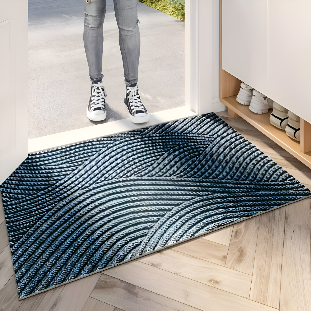 Doormat with Anti-Slip Bottom and 3D Geometric Pattern for Entryway