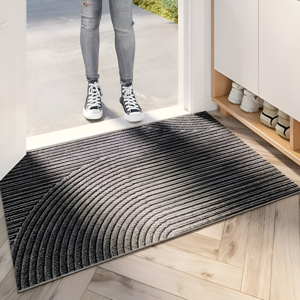 Doormat with Anti-Slip Bottom and 3D Geometric Pattern for Entryway