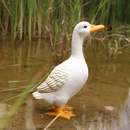 Duck and Goose Garden Figurine Set with Detailed Feather Texture