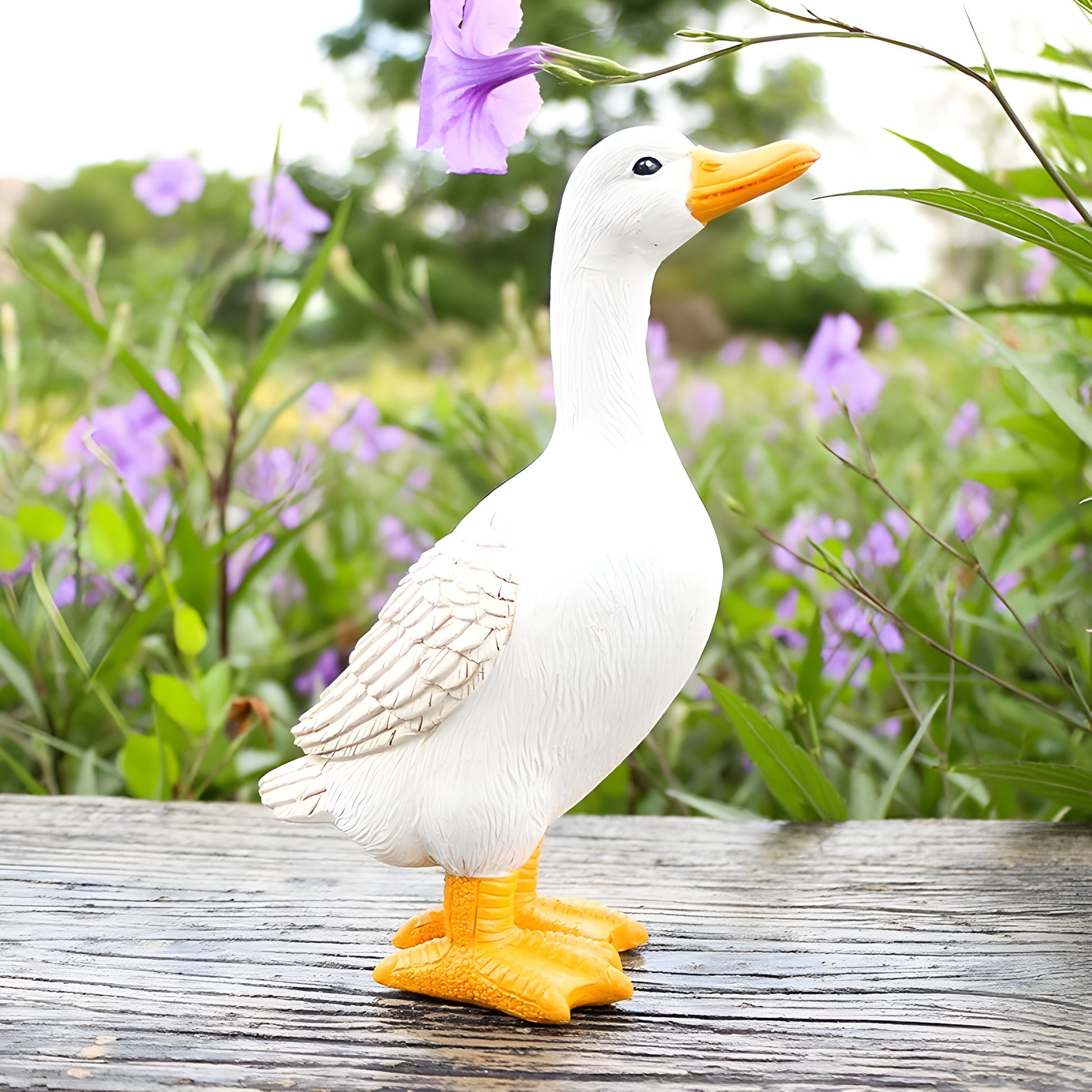Duck and Goose Garden Figurine Set with Detailed Feather Texture