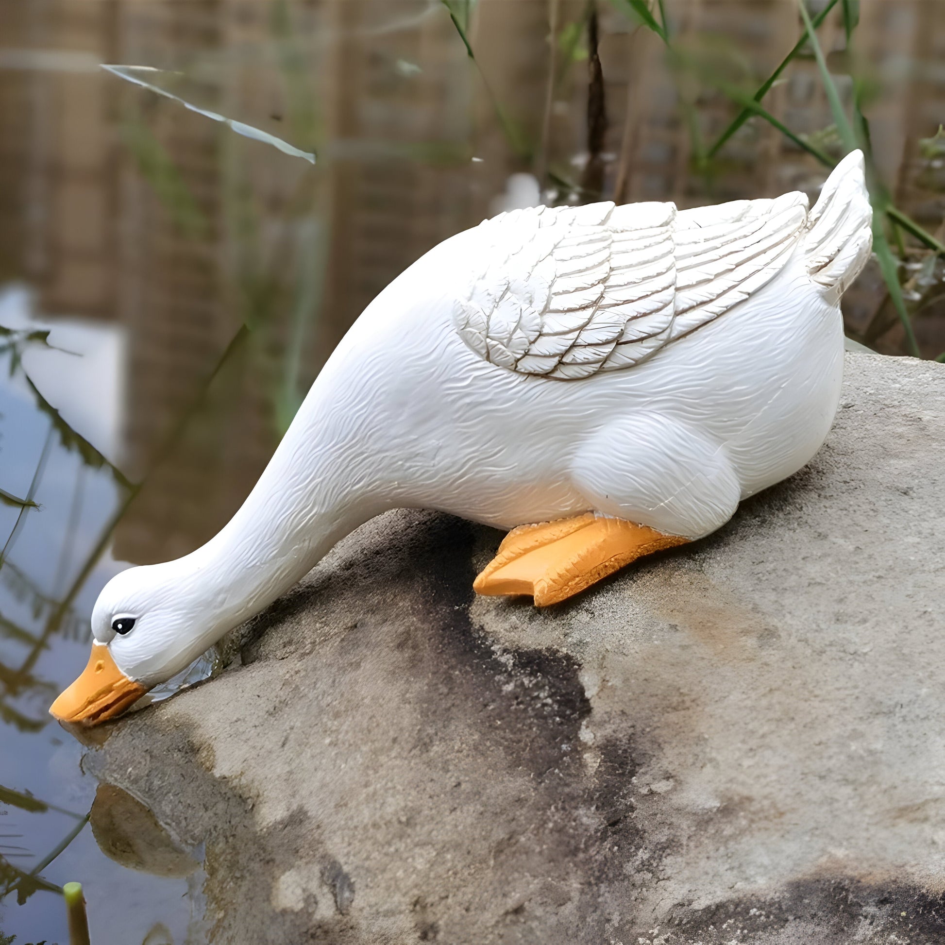 Duck and Goose Garden Figurine Set with Detailed Feather Texture