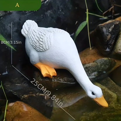 Duck and Goose Garden Figurine Set with Detailed Feather Texture