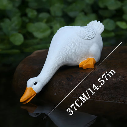 Duck and Goose Garden Figurine Set with Detailed Feather Texture