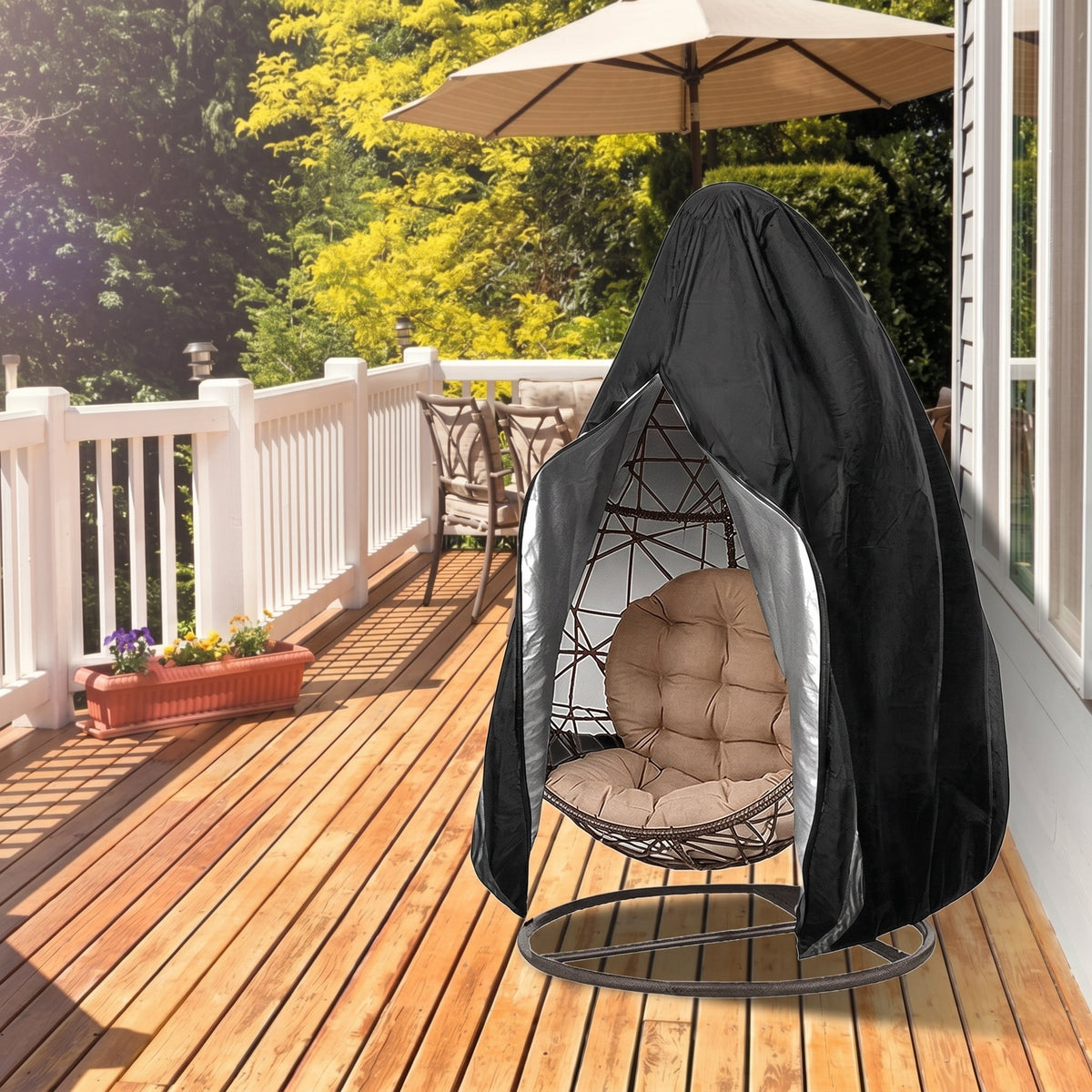 Egg Chair Cover for Hanging Chair with Zipper Opening, Rain and Wind Protection