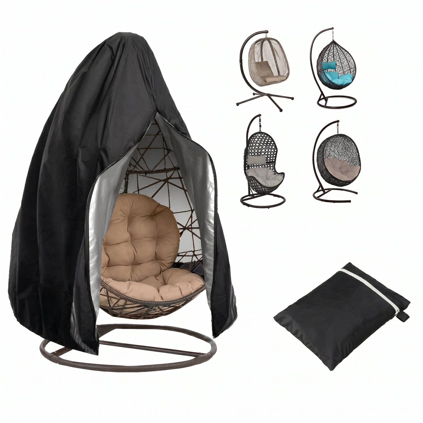 Egg Chair Cover for Hanging Chair with Zipper Opening, Rain and Wind Protection