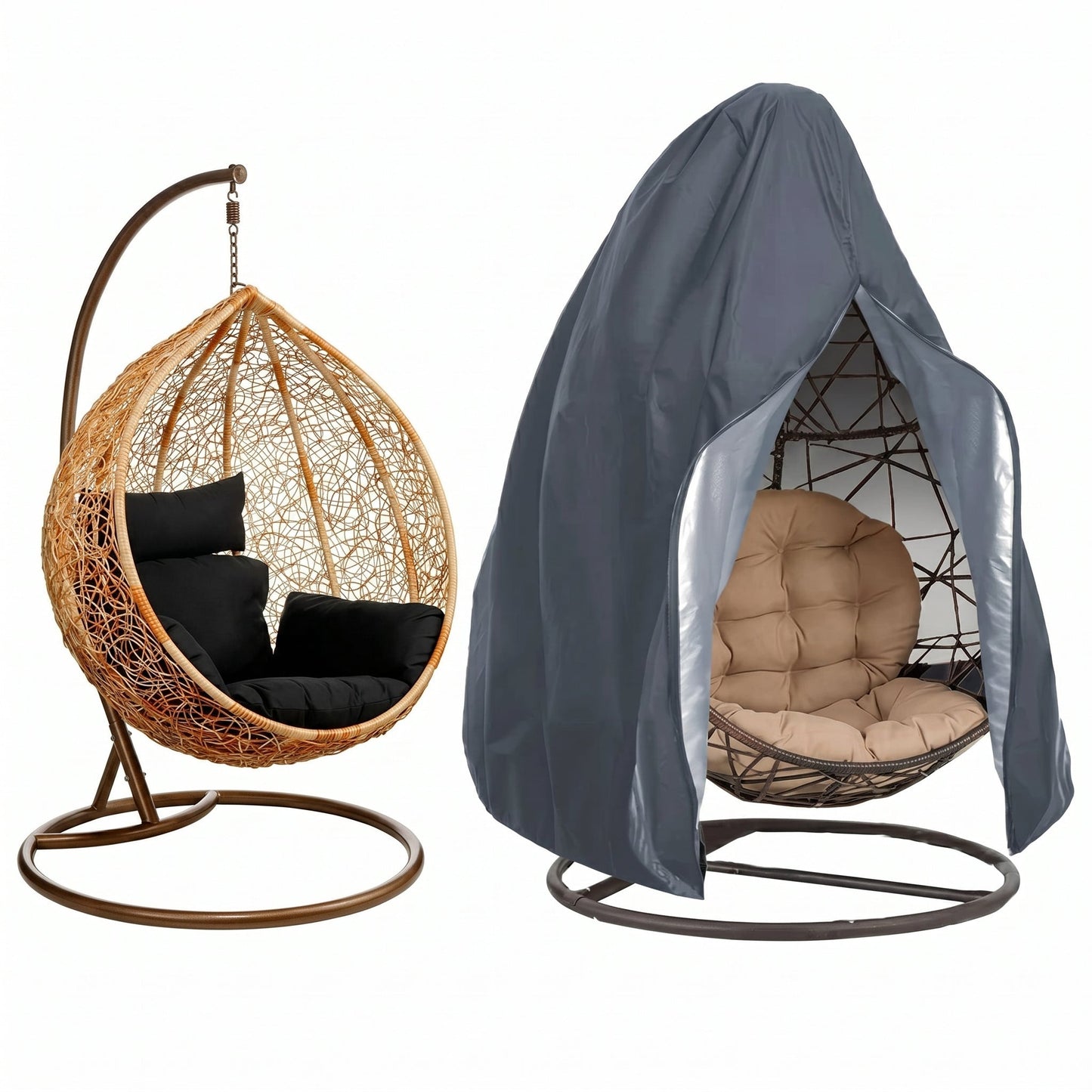 Egg Chair Cover for Hanging Chair with Zipper Opening, Rain and Wind Protection