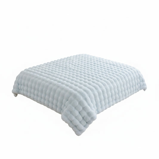 Faux Fur Throw Blanket with Bubble Texture and Double-Sided Plush