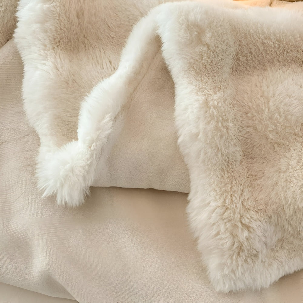Faux Fur Throw Blanket with Bubble Texture for Sofa and Bed