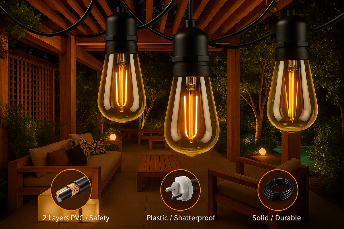 Festoon Garden Lights with ST38 Bulbs
