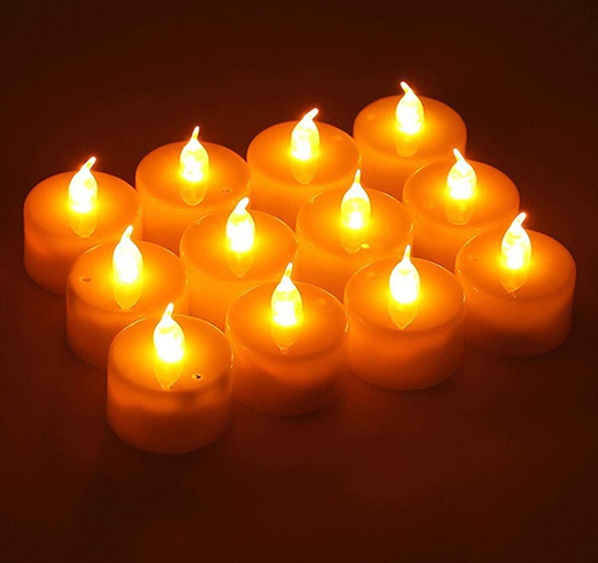 Flameless LED Tea Lights with Realistic Flickering Glow, 24 Pack