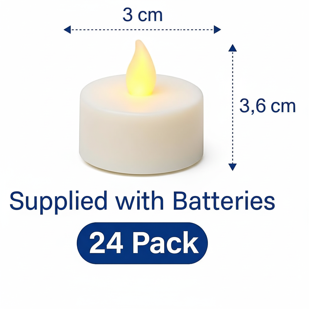 Flameless LED Tea Lights with Realistic Flickering Glow, 24 Pack