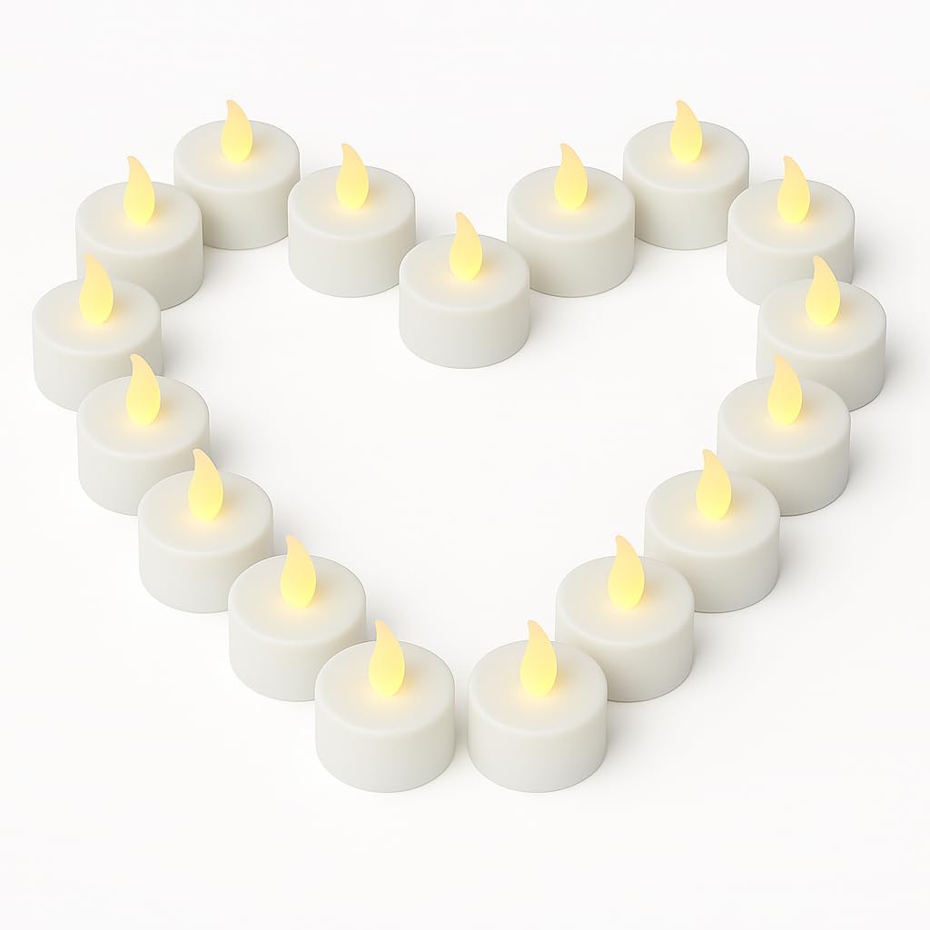 Flameless LED Tea Lights with Realistic Flickering Glow, 24 Pack