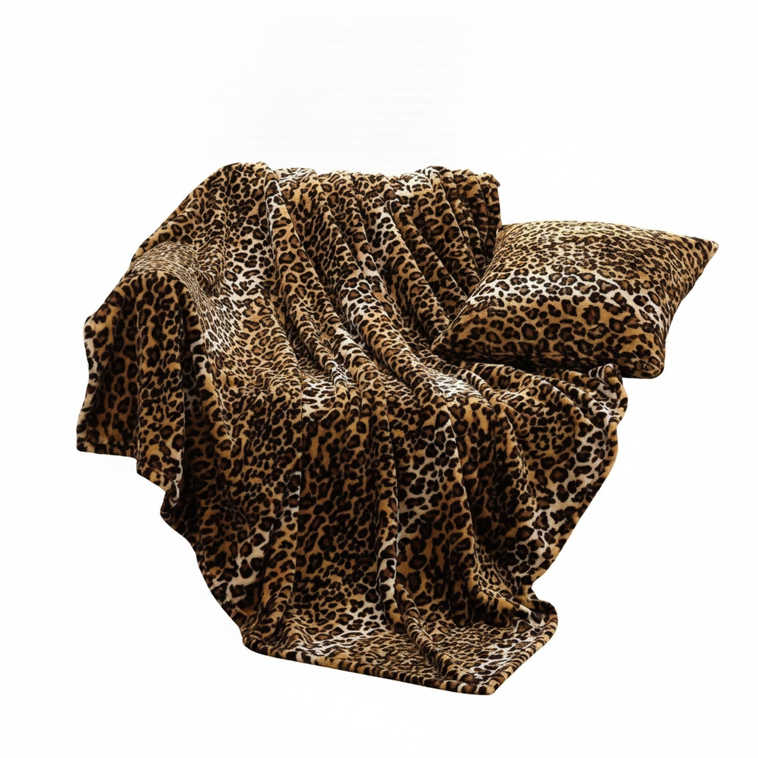 Flannel Throw Blanket with Animal Print Pattern for Sofa and Bed