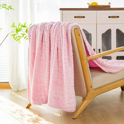 Flannel Throw Blanket with Animal Print Pattern for Sofa and Bed